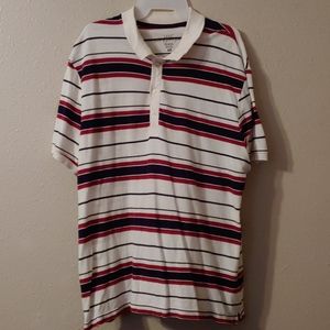 Red white and black striped polo